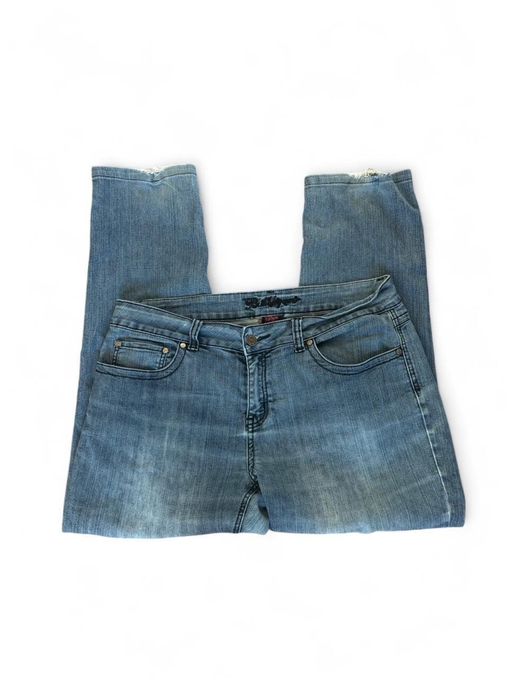 Y2K Bubblegum blue straight leg jeans with a relaxed fit.